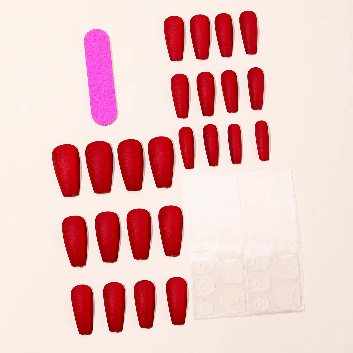 24 pièces/ensemble faux ongles rouge velours pour femmes filles fête du nouvel an moyen amande ballet mat ongles conseils presse sur faux nail art