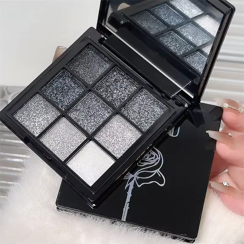 Noir rouge Punk fumé 9 couleurs fard à paupières perle froid couleur foncée maquillage