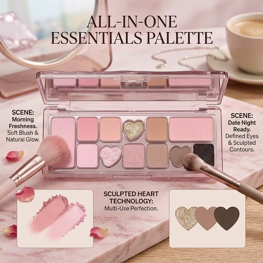 Palette de Fards à Paupières Multicolores Effet Nacré 11 Couleurs Rose Scintillant Longue Tenue Maquillage Yeux Effet Mat Coréen