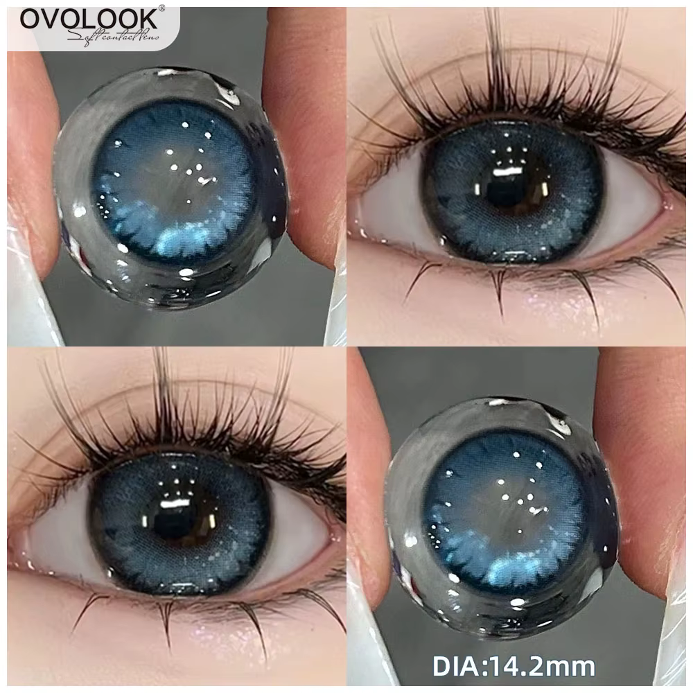  OVOLOOK-2pcs/par beauté bleu vert lentilles de couleur des yeux myopie