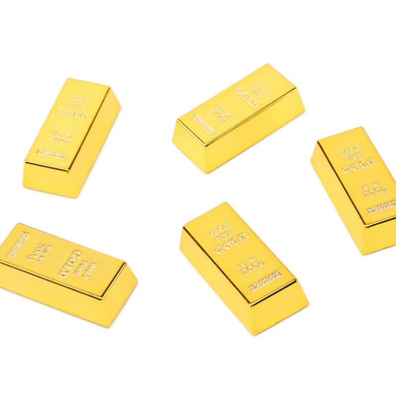 Faux lingots d'or en plastique, simulation de brique dorée, faux barre d'or scintillante, presse-papier, arrêt de porte, accessoire de film, nouveauté cadeau
