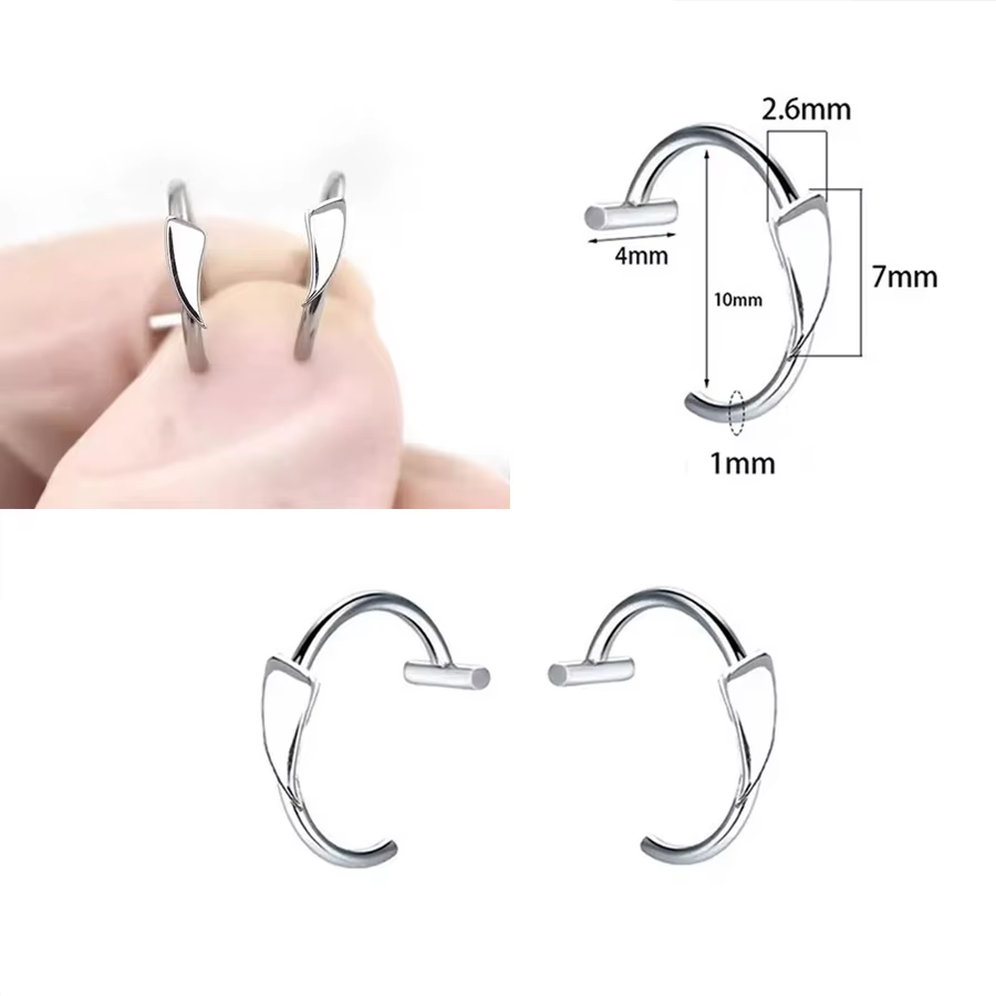 2 pièces à la mode 10mm en acier inoxydable Punk Clip sur faux Piercing nez enveloppement lèvres anneaux unisexe nez anneau femmes hommes Tusk corps bijoux