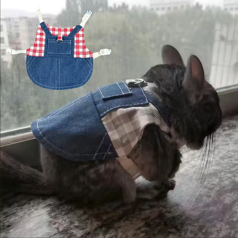Harnais de promenade pour petits animaux : chinchillas, lapins, cochons d'Inde, lapins hollandais, lapins à oreilles tombantes – Accessoires en jean pour animaux de compagnie