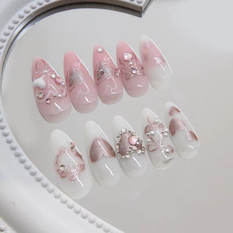 24 pièces/ensemble doux arc faux ongles presse sur ongles faux ongles Kit Art artificiel ongles doigt bricolage manucure pour femmes et filles