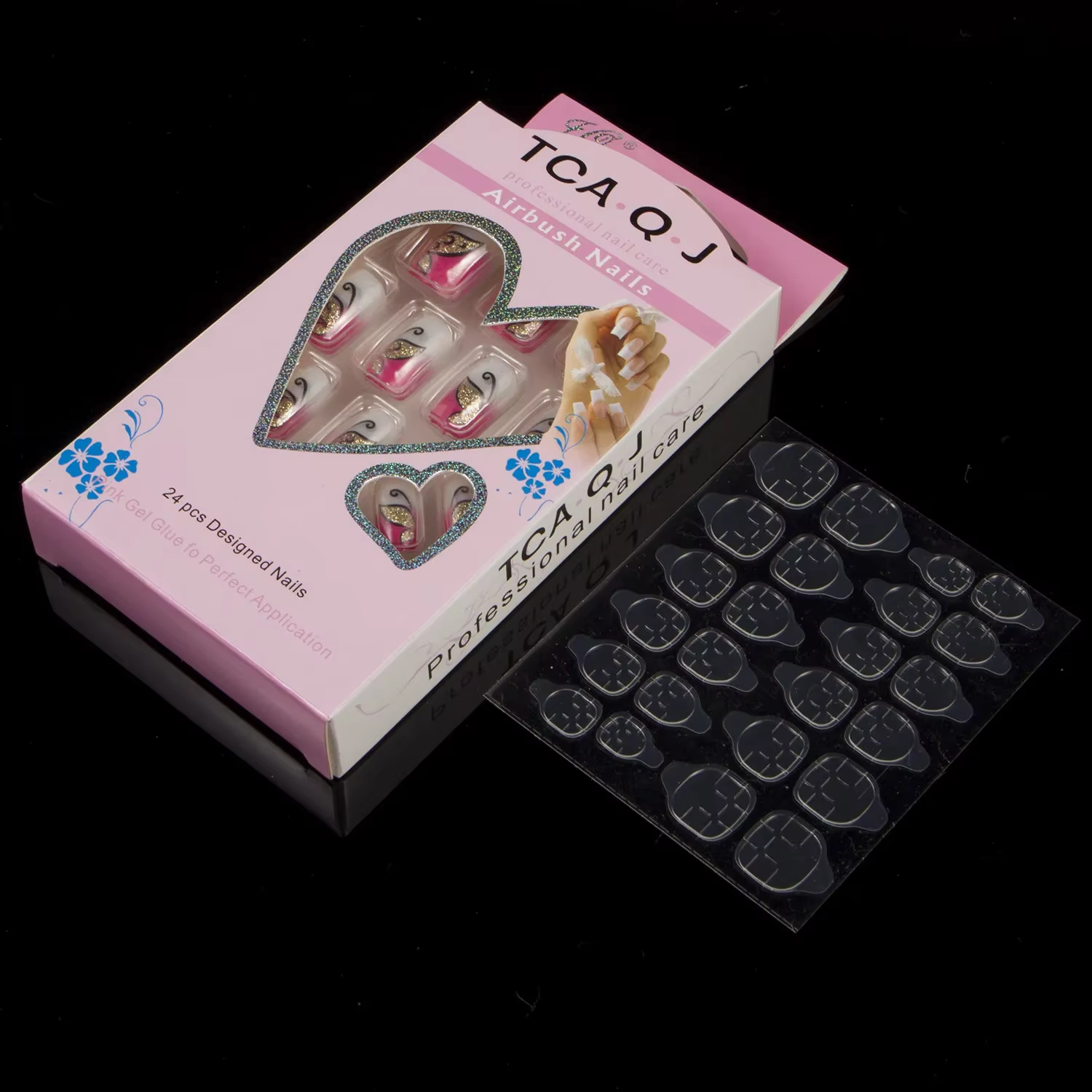 1 boîte 24 pièces faux ongles à pression carrés longueur médiane couverture complète faux ongles Art Kits avec adhésif pour ongles ensemble de manucure
