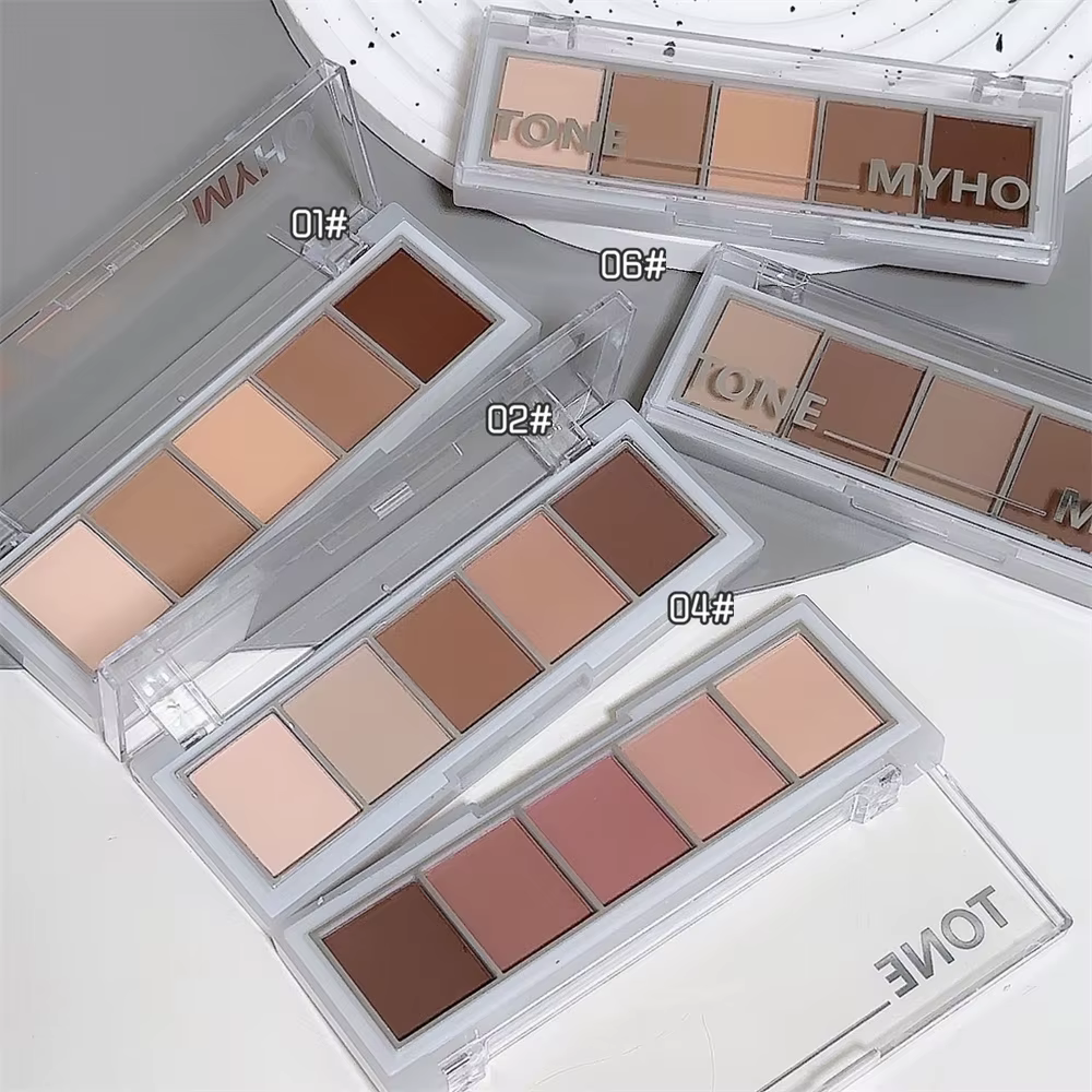 MYHO coréen cinq couleurs fard à paupières Palette plein mat brun Contour du visage ombre