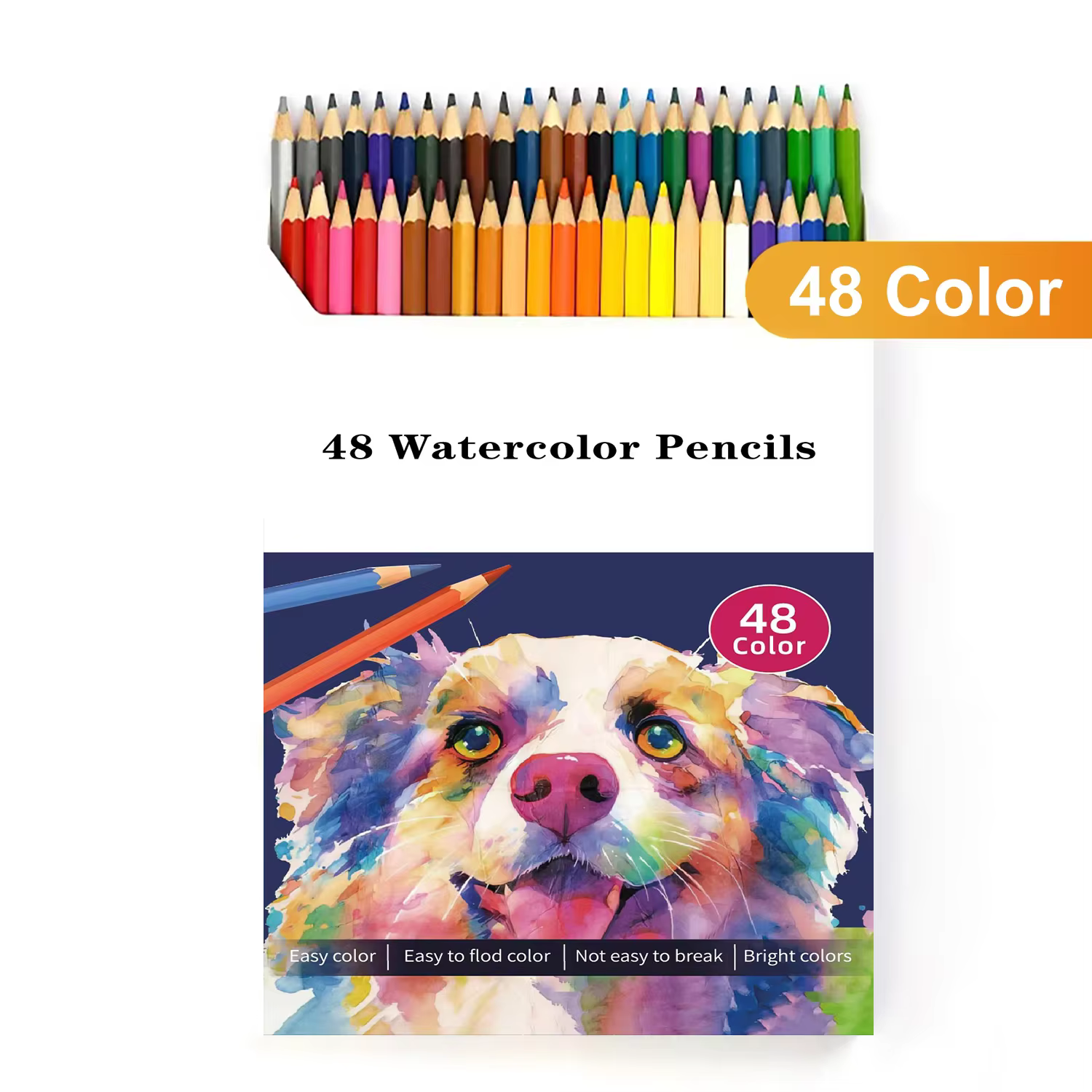Ensemble de crayons de couleur à l'eau 12/24/36/48, crayons de couleur solubles dans l'eau doux et lumineux, noyau de mine de 3 mm, durables et non toxiques
