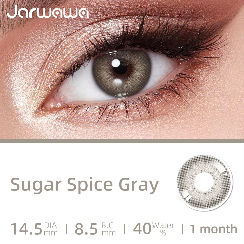 JARWAWA 1 Paire Lentilles de Contact Cosmétiques Colorées Effet Naturel Grandes Yeux Coréennes Mensuelles Bleu Gris