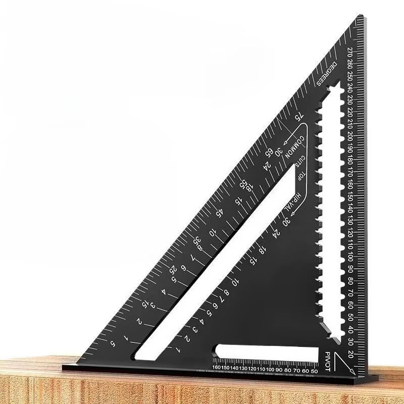 Règle d'angle triangulaire 12 pouces, rapporteur d'angle métrique en alliage d'aluminium, règle de mesure triangulaire, vitesse du travail du bois, Triangle carré