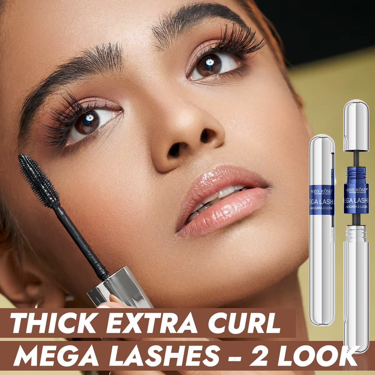 Ensemble de mascara noir MISS ROSE, mascara volumisant allongeant et recourbant à grande brosse, base de mascara waterproof, maquillage pour les yeux, cosmétique