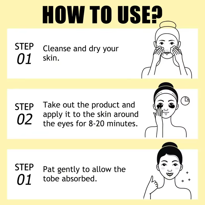 Masque pour les yeux dorés contient du collagène et de l'aloe vera - Patch hydratant hypoallergénique adapté à tous les