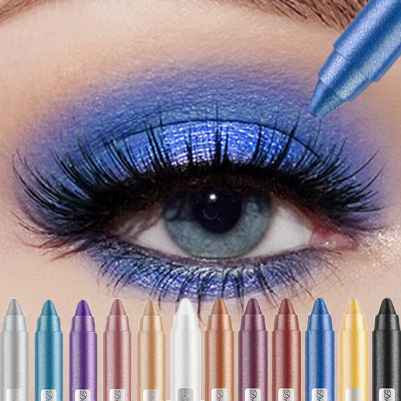 Bâton de crayon de fard à paupières nacré bleu métallisé