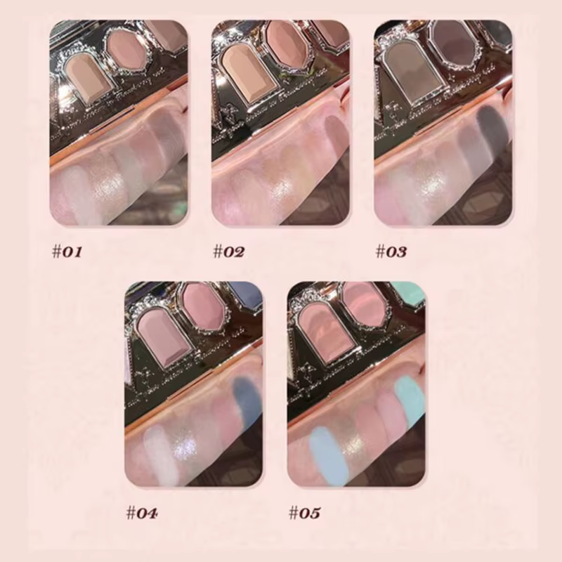 Fleur sait fraise Rococo fard à paupières pressé paillettes 5 couleurs ombre