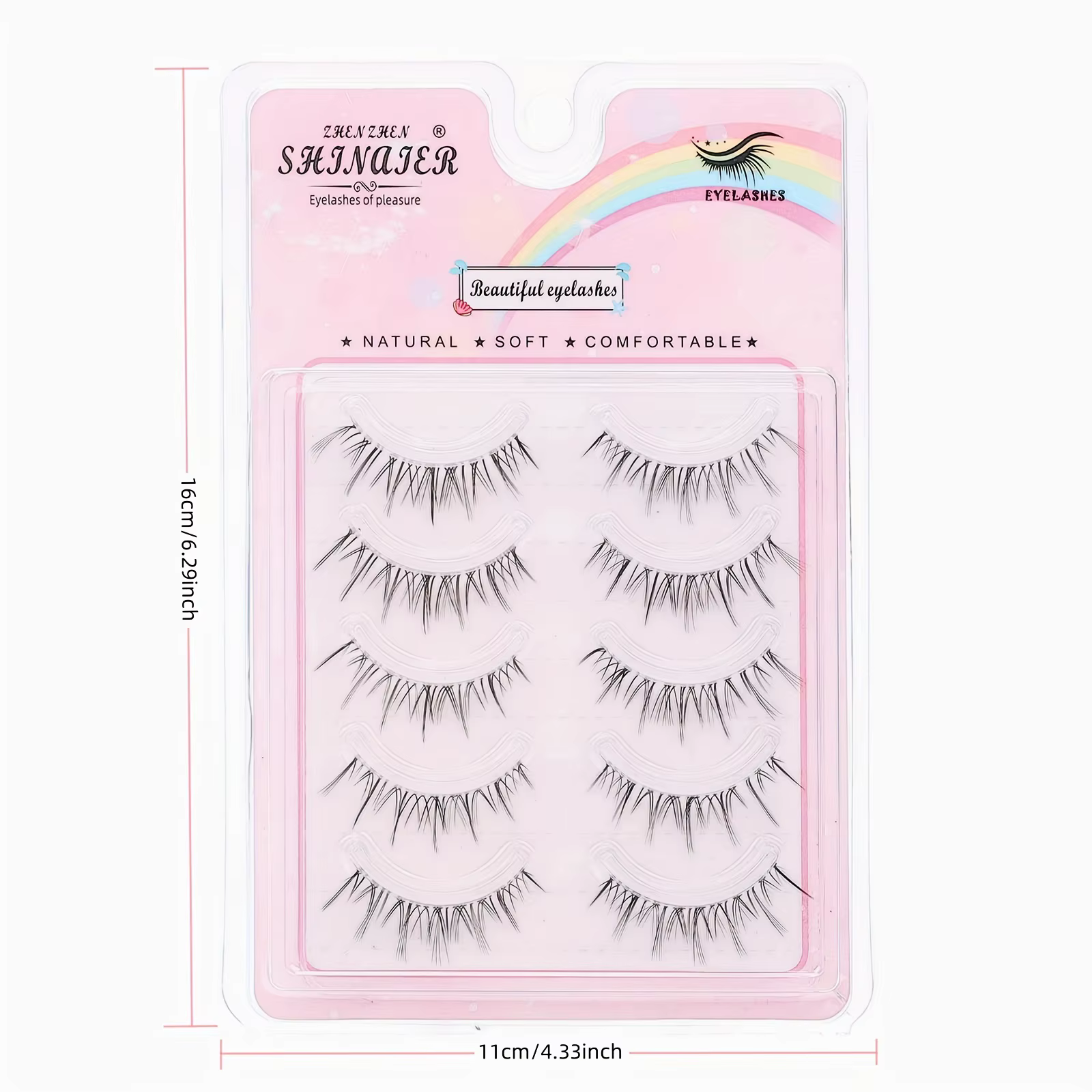 5 paires de faux cils transparents en forme de vague pour extension - réutilisables