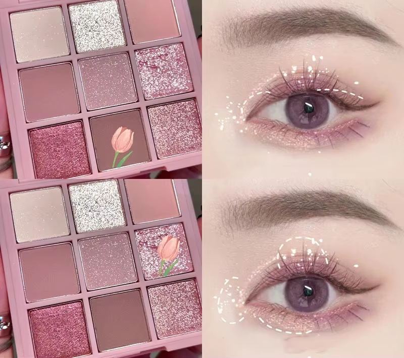 Nouveau Fumée Rose 9 couleurs fard à paupières Palette nacré mat terre couleur ombre