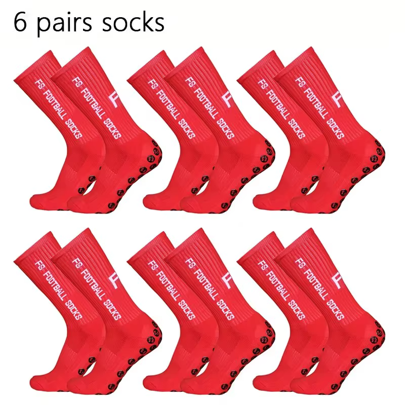 6 paires de chaussettes de Football respirantes pour hommes et femmes, chaussettes de Sport antidérapantes à fond en Silicone, chaussettes de Baseball, de Sport en plein air, de Yoga