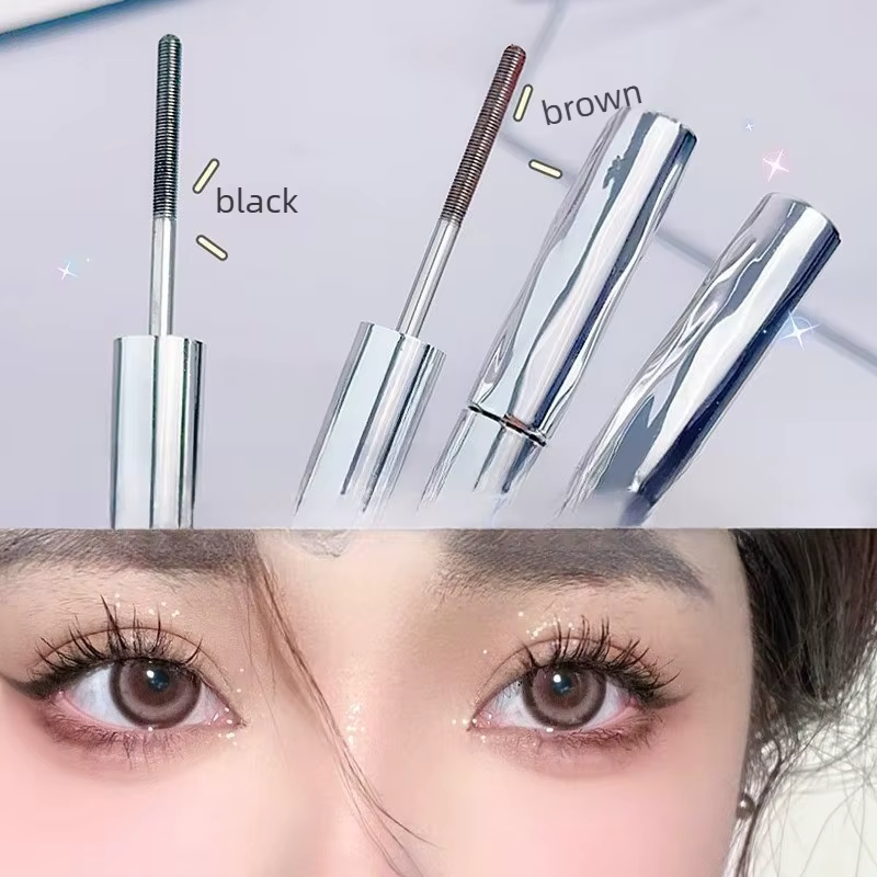 Mascara à tête de brosse en spirale imperméable-Tube en acier longue durée facile à appliquer-convient au