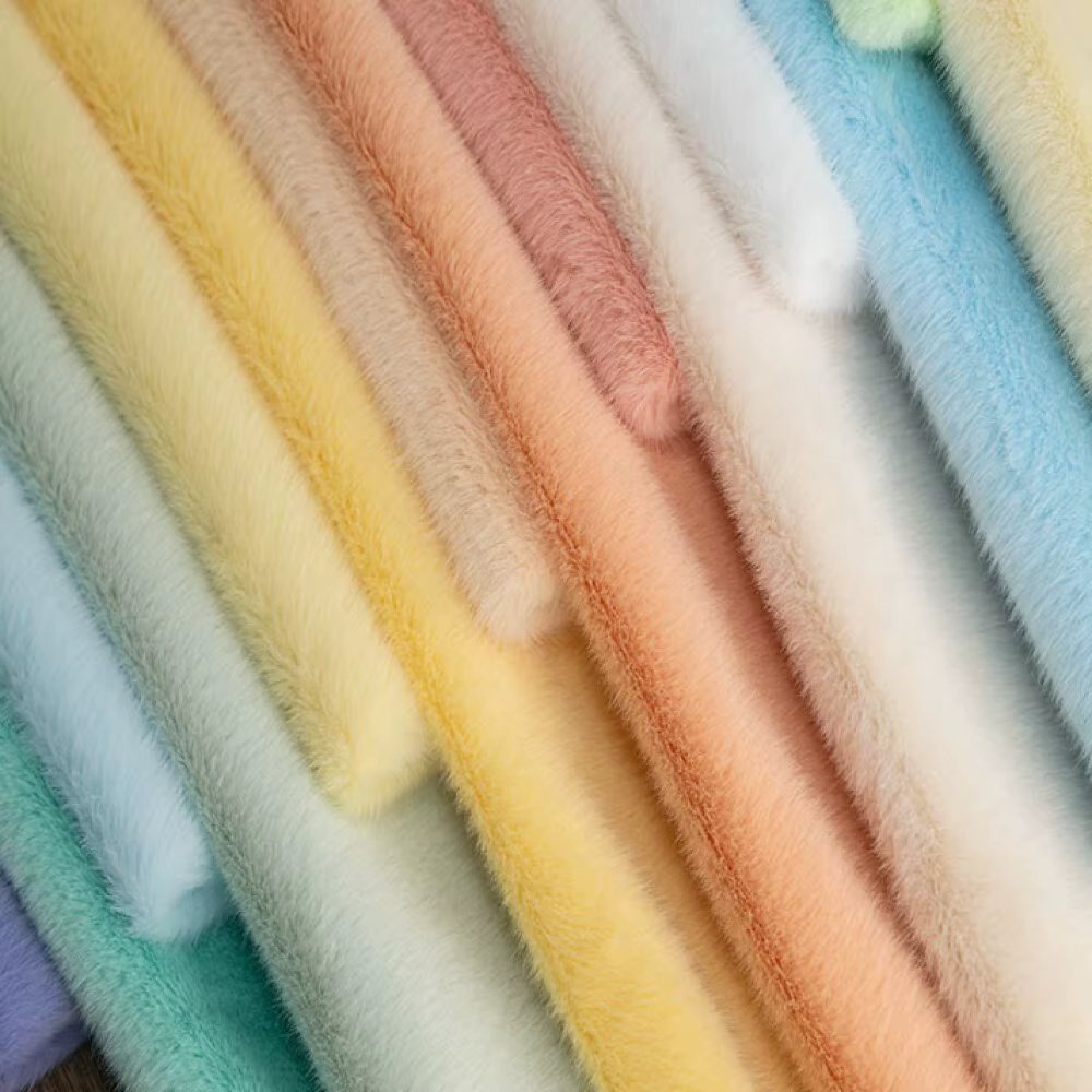 ZYFMPTEX 5mm tissu en peluche de vison extensible 50x50cm blanc fausse fourrure douce fibre de Polyester