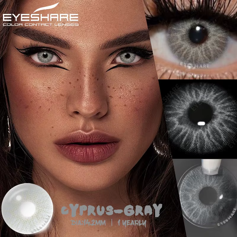 EYESHARE 1 paire de lentilles de contact colorées pour les yeux mode contacts oculaires gris