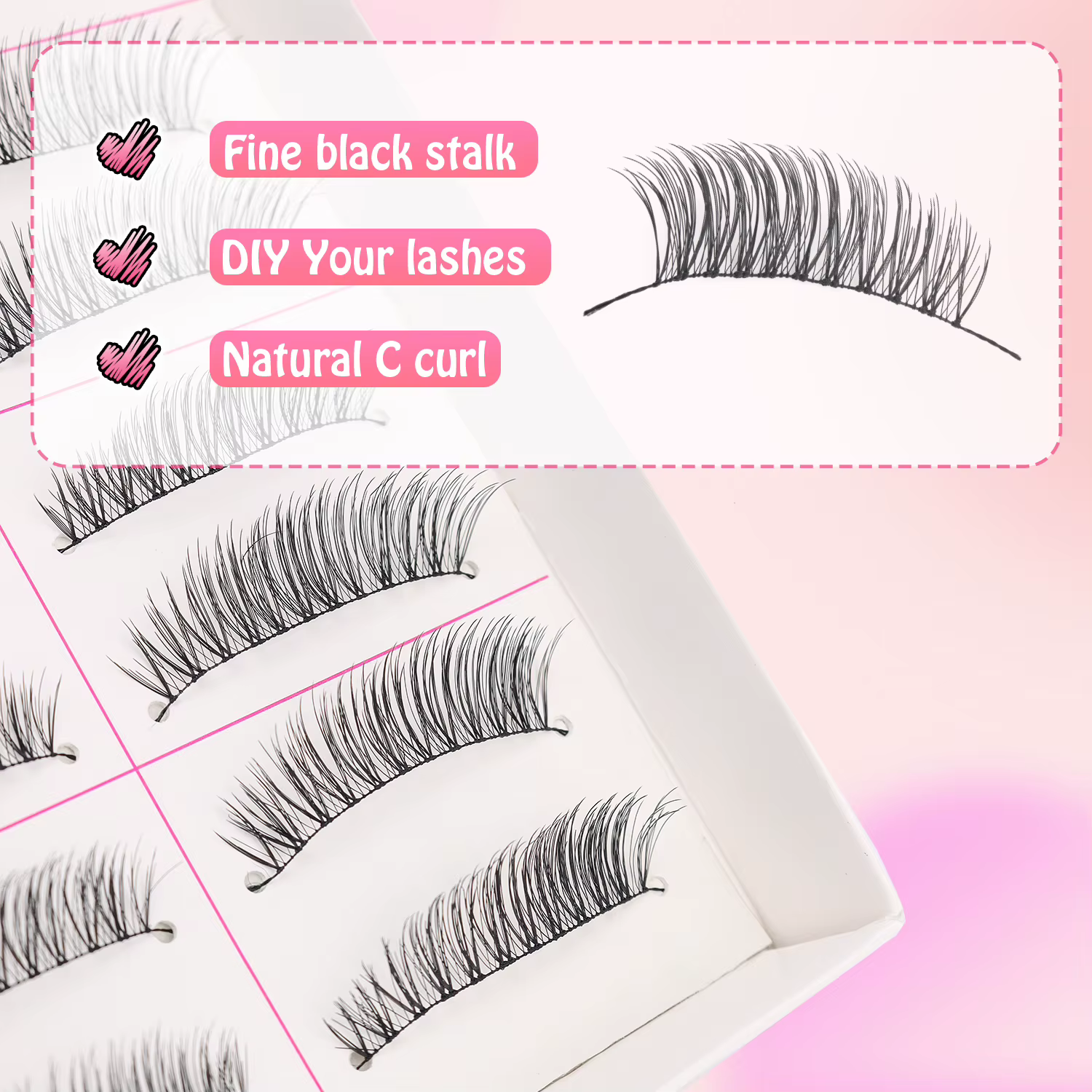 10 paires de faux cils naturels