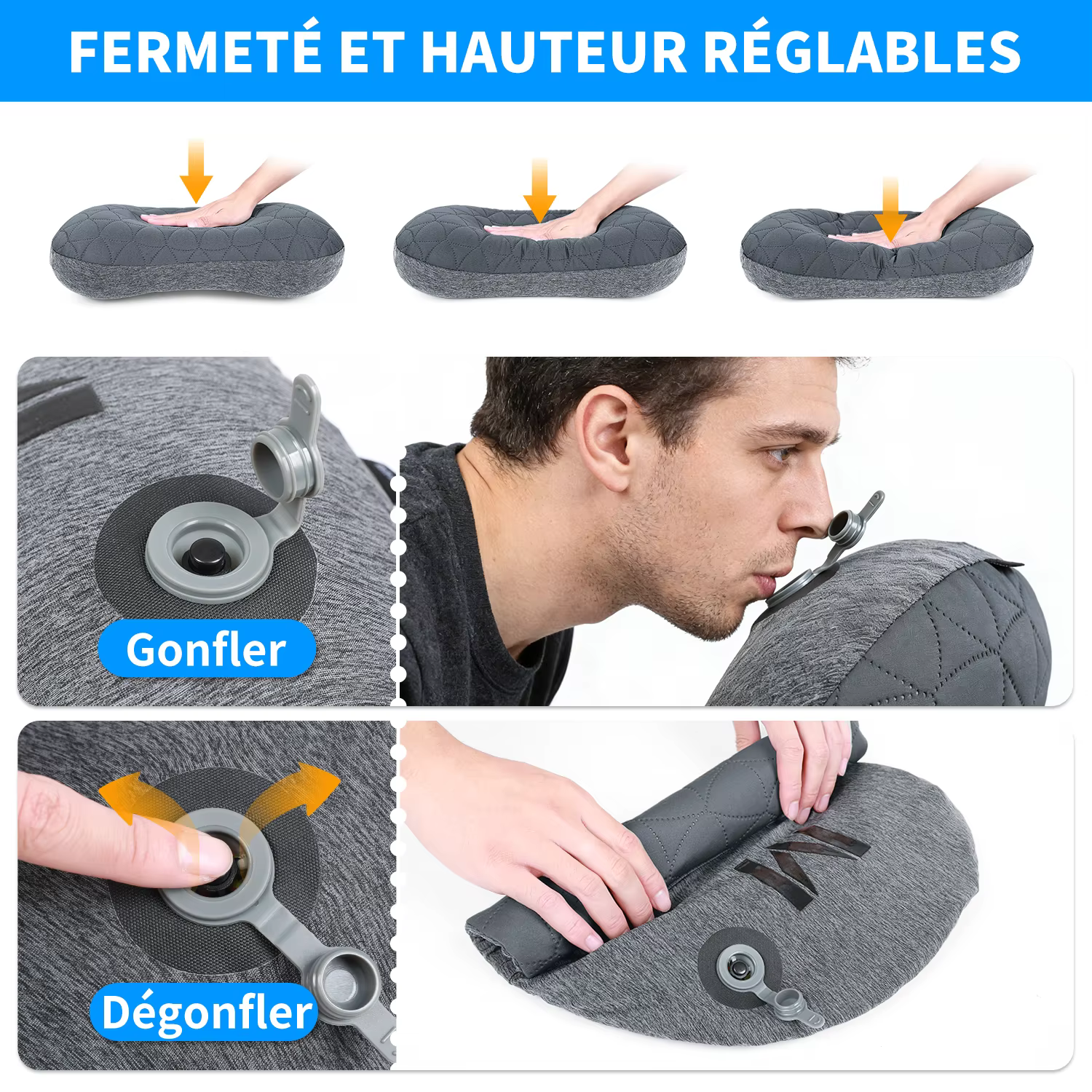 MAPLEAF oreiller de Camping gonflable ultraléger imperméable 10 cm oreiller d'air Camping oreiller de couchage gonflable randonnée oreiller d'air