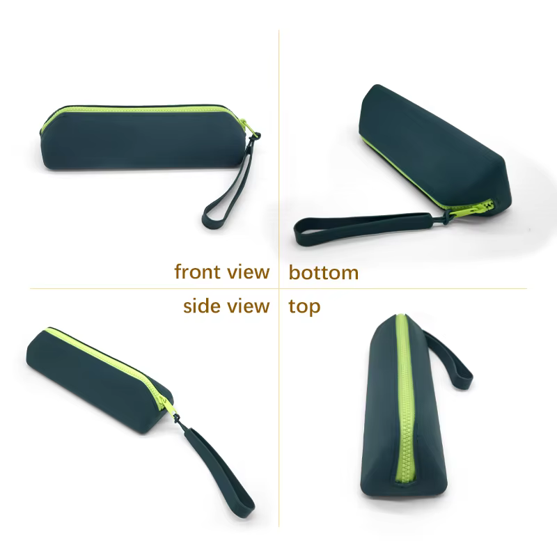 Trousse à crayons petite pochette triangulaire, trousse à crayons esthétique, pochette de maquillage pour femmes, mallette de rangement multifonctionnelle en Silicone