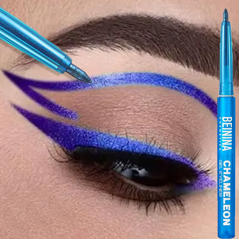 Brillant caméléon métallique bleu Eyeliner Gel stylo fard à paupières multicolore Eye Liner nacré polarisé paillettes yeux Pigment maquillage