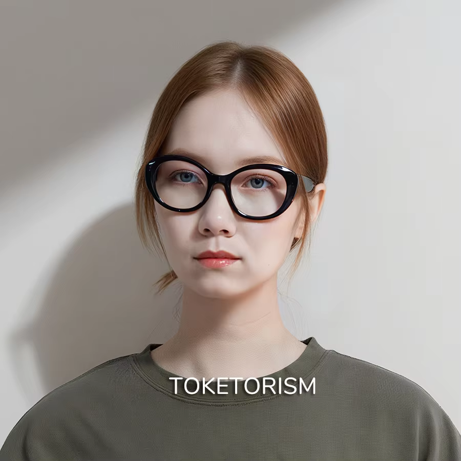 Toketorism Vintage ovale montures de lunettes femmes lumière bleue