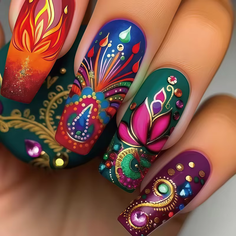 24 faux ongles avec une base nude et une surface noire brillante, et un design à bout français métallique doré miroir