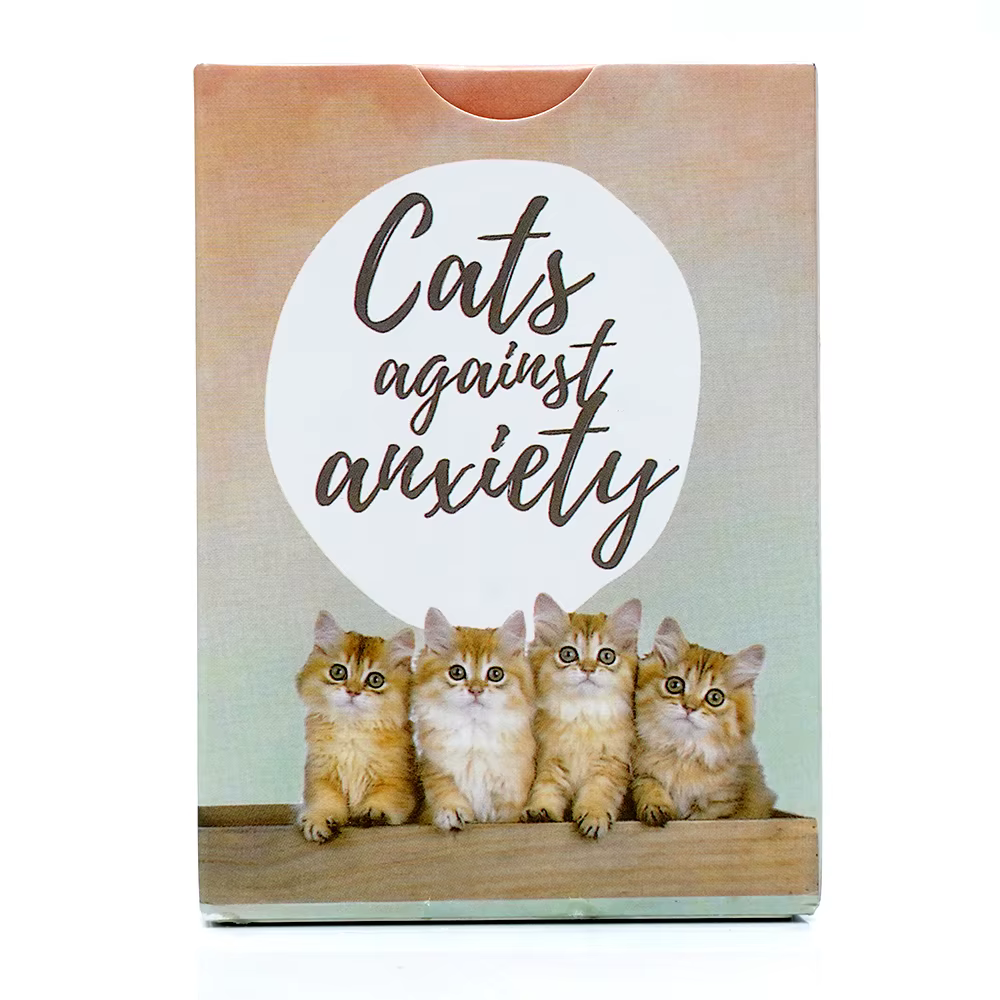 2025 nouveaux chats contre l'anxiété Tarot 50 cartes pour l'autiste et les Aphirmations du stress pour les émotions de l'anxiété cadeau de chat pour femmes hommes
