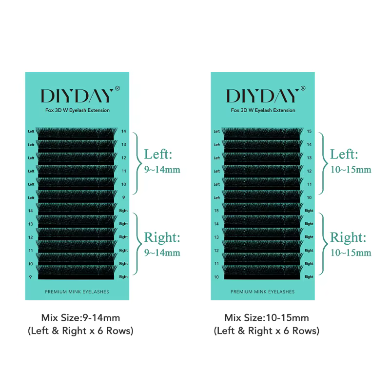 DIYDAY Foxy W-Shaped 3D 4D 5D Extensions de cils en faux vison naturel doux BASF