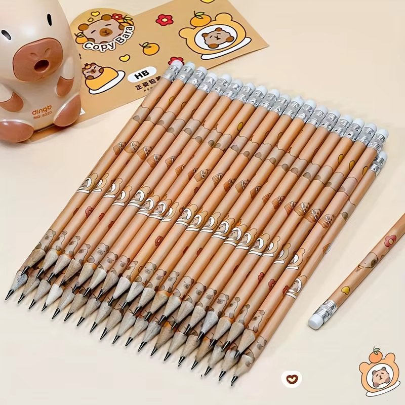 20 crayons ronds Kapibara, longueur 7,47 pouces (cm), avec mine de crayon, pour le dessin, le traçage, le marquage, fournitures artistiques, crayons pour le travail du bois, papeterie, fournitures de