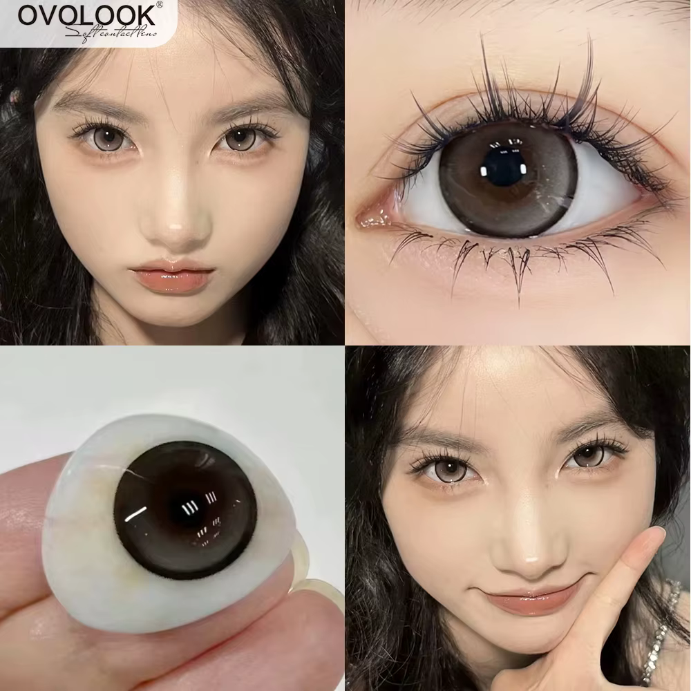 OVOLOOK 1 paire (2 pièces) grandes lentilles noires pour les yeux lentilles de Contact de couleur bleu vert pour les yeux marron beauté élèves maquillage lentilles pour les yeux