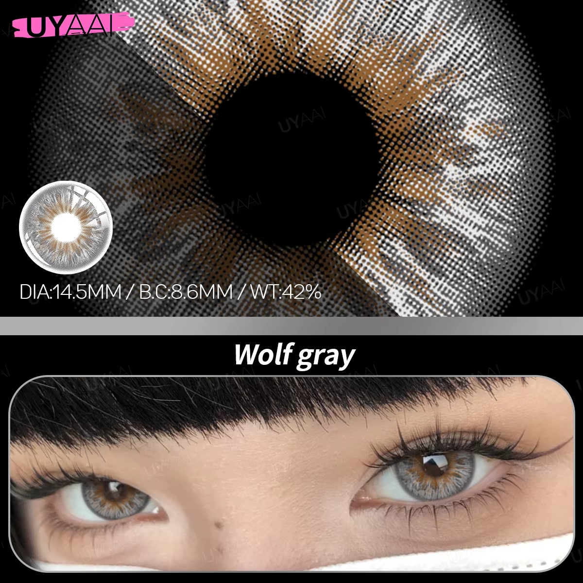 UYAAI lentilles de Contact de couleur marron naturel grands yeux