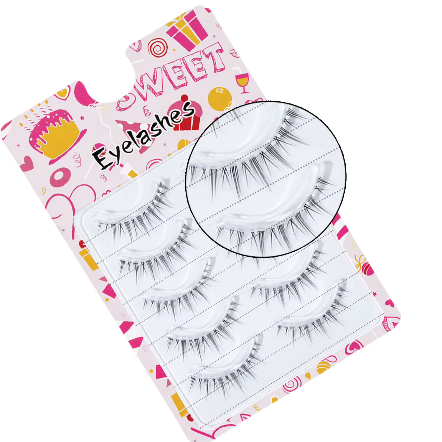 Yeux de bande dessinée 5 paires d'oeil élargi naturel mince petit démon Style Transparent Terrier faux cils