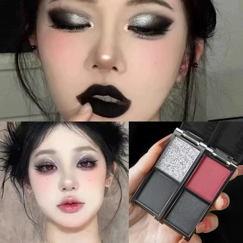 Palette de fards à paupières bicolore noir et rouge