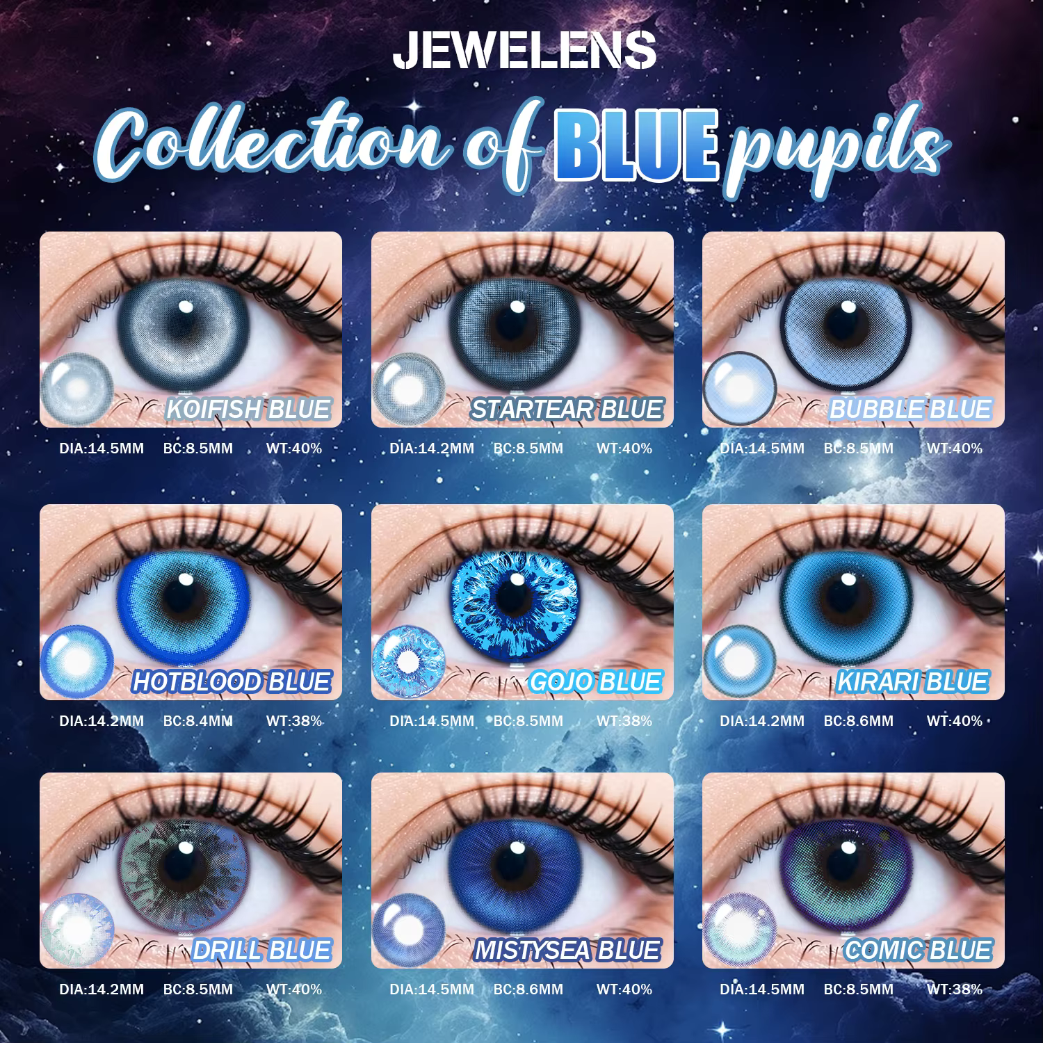 Couleur bleue Contact coréen grands yeux lentille Cosplay Contacts nouvelle arrivée maquillage de haute qualité
