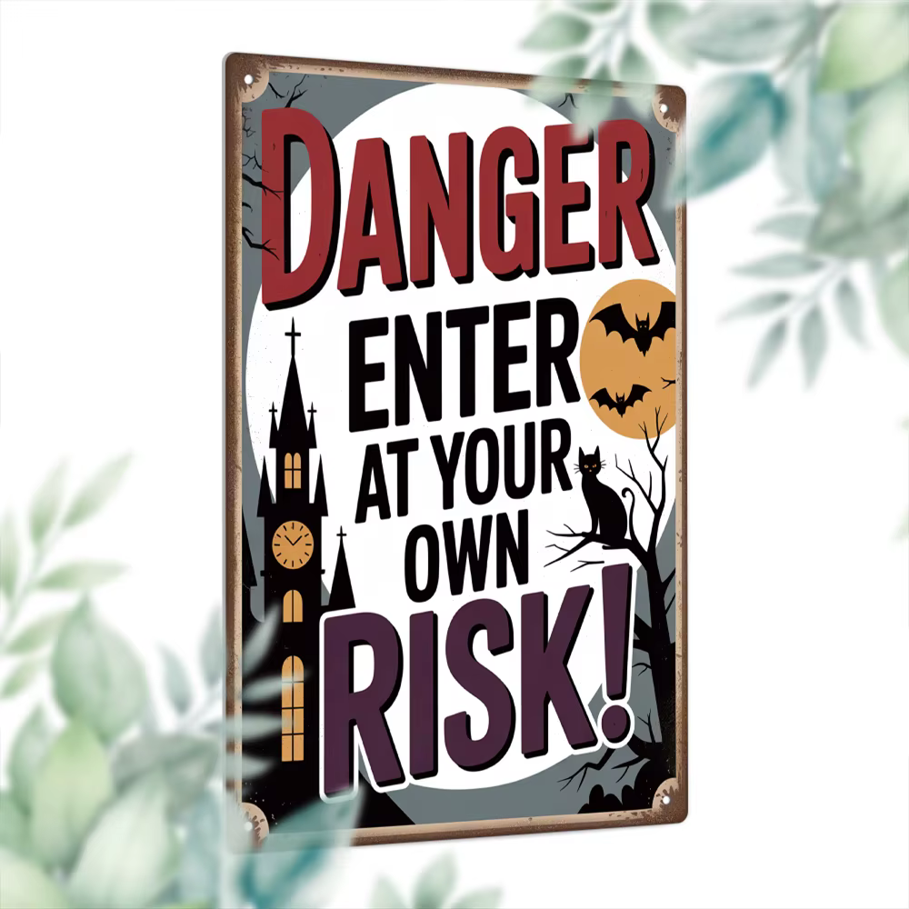 Putuo Decor – panneau métallique Vintage en étain, 1 pièce, DANGER ENTER AT YOUR OWN RISK!, décor artistique mural pour la maison, fête d'halloween, cadeau