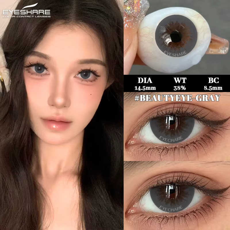 EYESHARE Lentilles de contact colorées tendance 1 paire noires pour grands yeux