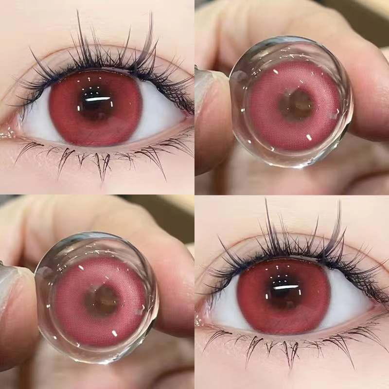 KSSEYE 2 pièces lentilles de Contact rouges avec Prescription beauté élèves naturel doux yeux