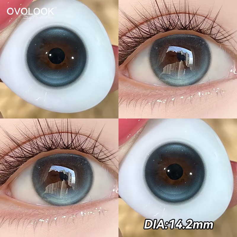 1Pair lentilles de couleur réelle myopie rose bleu