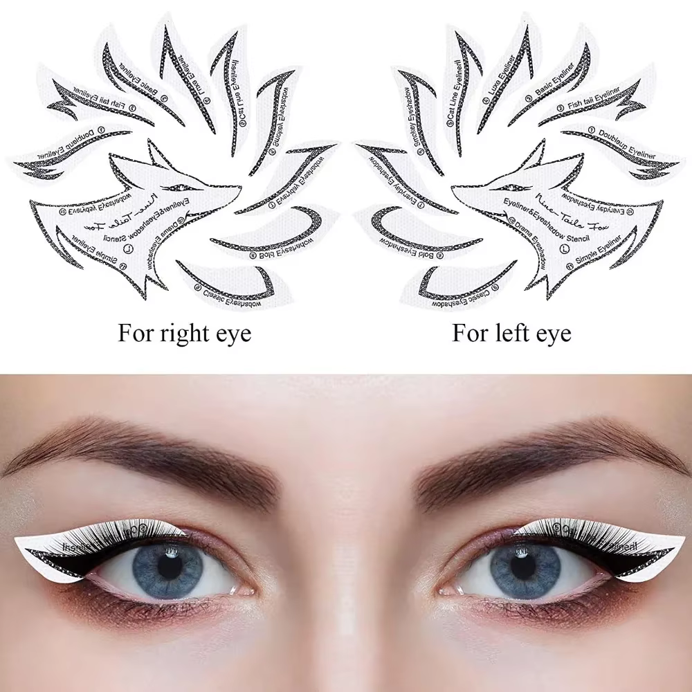 4 pièces/ensemble modèle Eyeliner pochoir de maquillage pour les yeux sourcils ombre à paupières