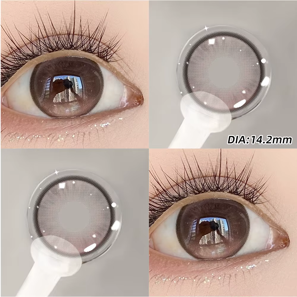 OVOLOOK-1 paire de lentilles de contact colorées pour les yeux, lentilles marron naturelles à la mode, 14.2/14.5mm, lentilles de beauté colorées bleues, violettes, roses