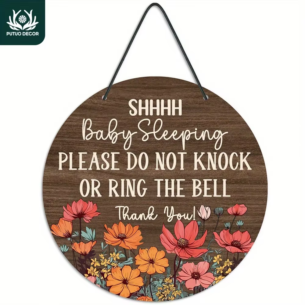 Putuo Decor-Panneau rond en PVC simple face, plaque pour la maison, Shhhh Baby Sleeping Book ase Do Not Knock or Ring the Bell Thank You