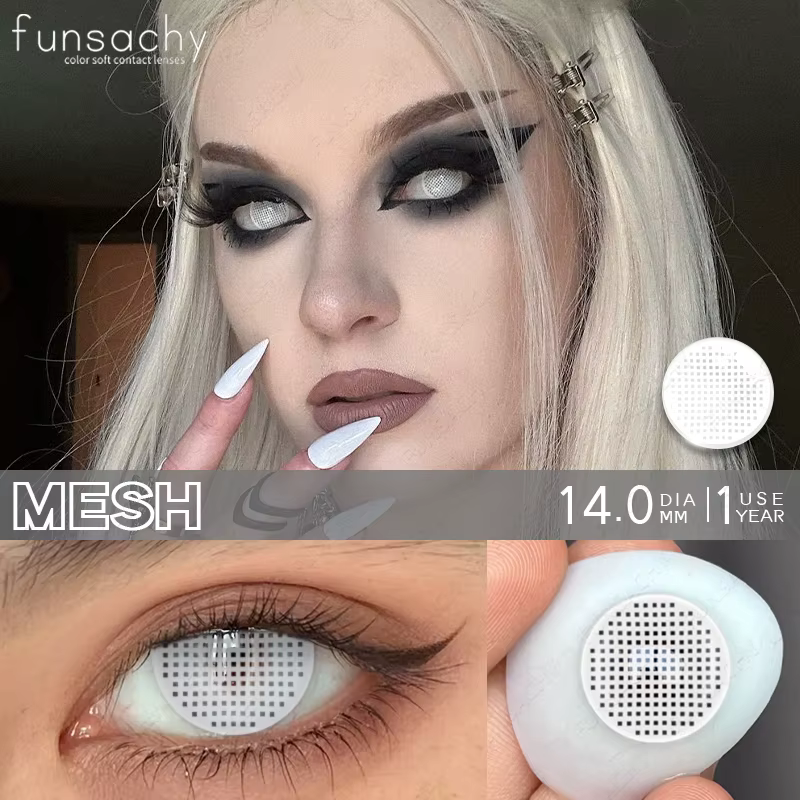 FUNSACHY Cosplay lentilles noires aveugles Anime lentille de couleur des yeux blancs