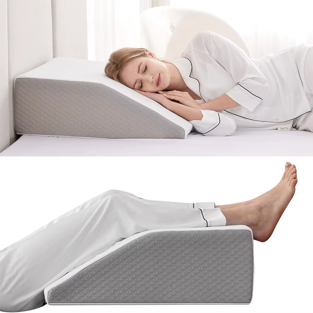 Oreiller de jambe, oreiller élévateur de jambe de 8 pouces pour jambes, repos, sommeil, oreiller compensé pour dormir sur le côté, oreiller compensé de jambe en mousse à mémoire de forme