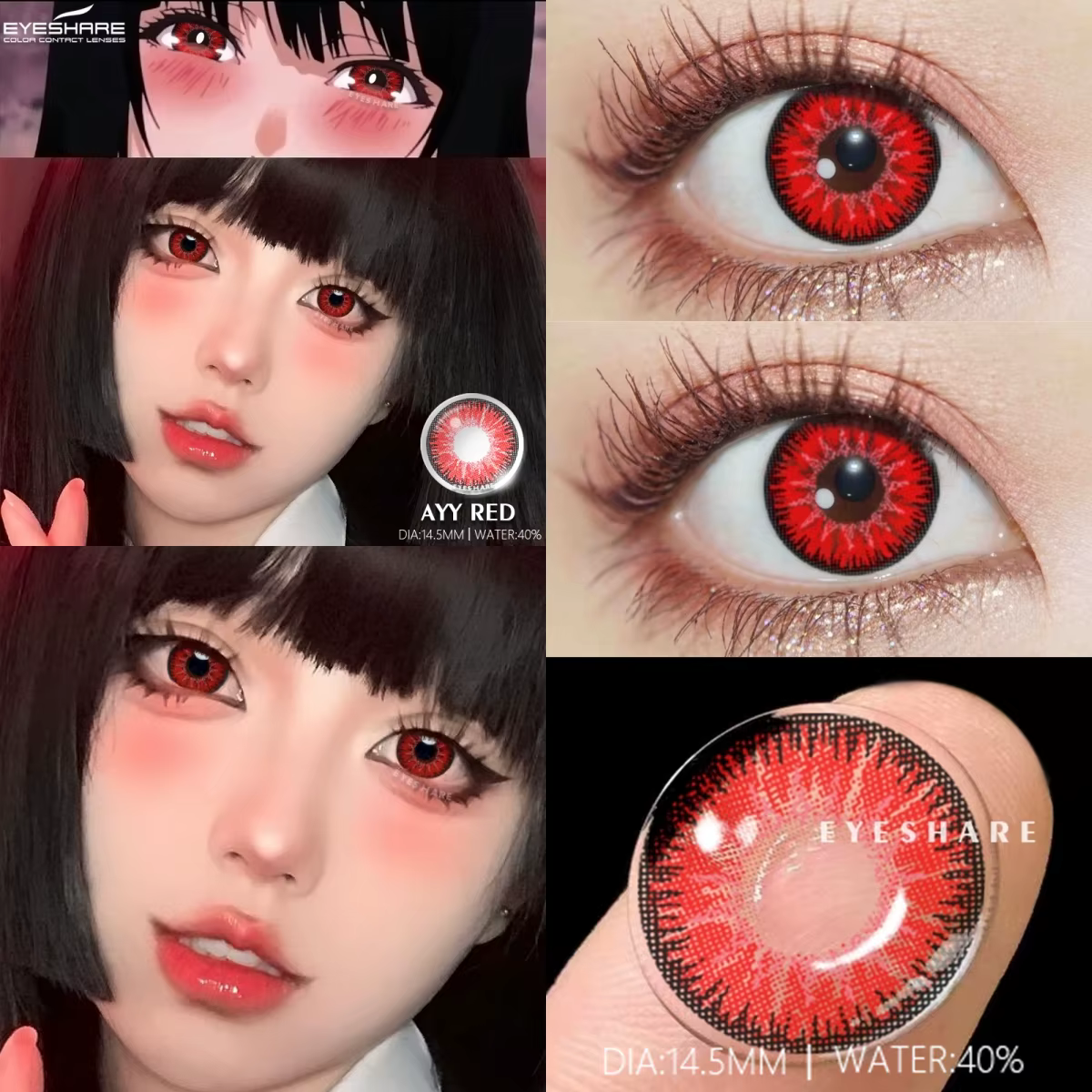 EYESHARE lentilles de Contact de couleur pour les yeux 1 paire Anime Cosplay