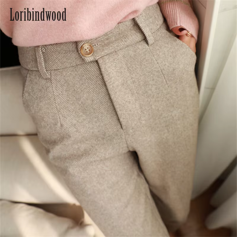 Pantalon sarouel en laine pour femme, pantalon crayon, 2023