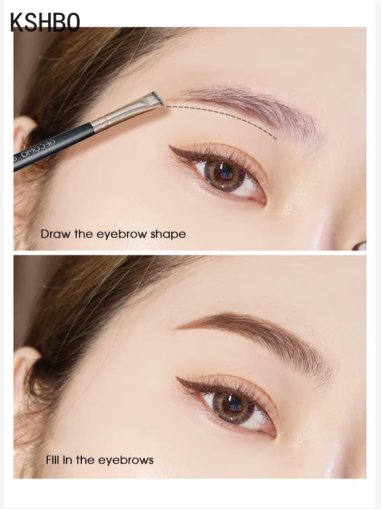 KSHBO Eyeliner brosse à sourcils ne mange pas de poudre facile à guérir la main lame tête plate circulaire Arc réparation des yeux pinceau de maquillage