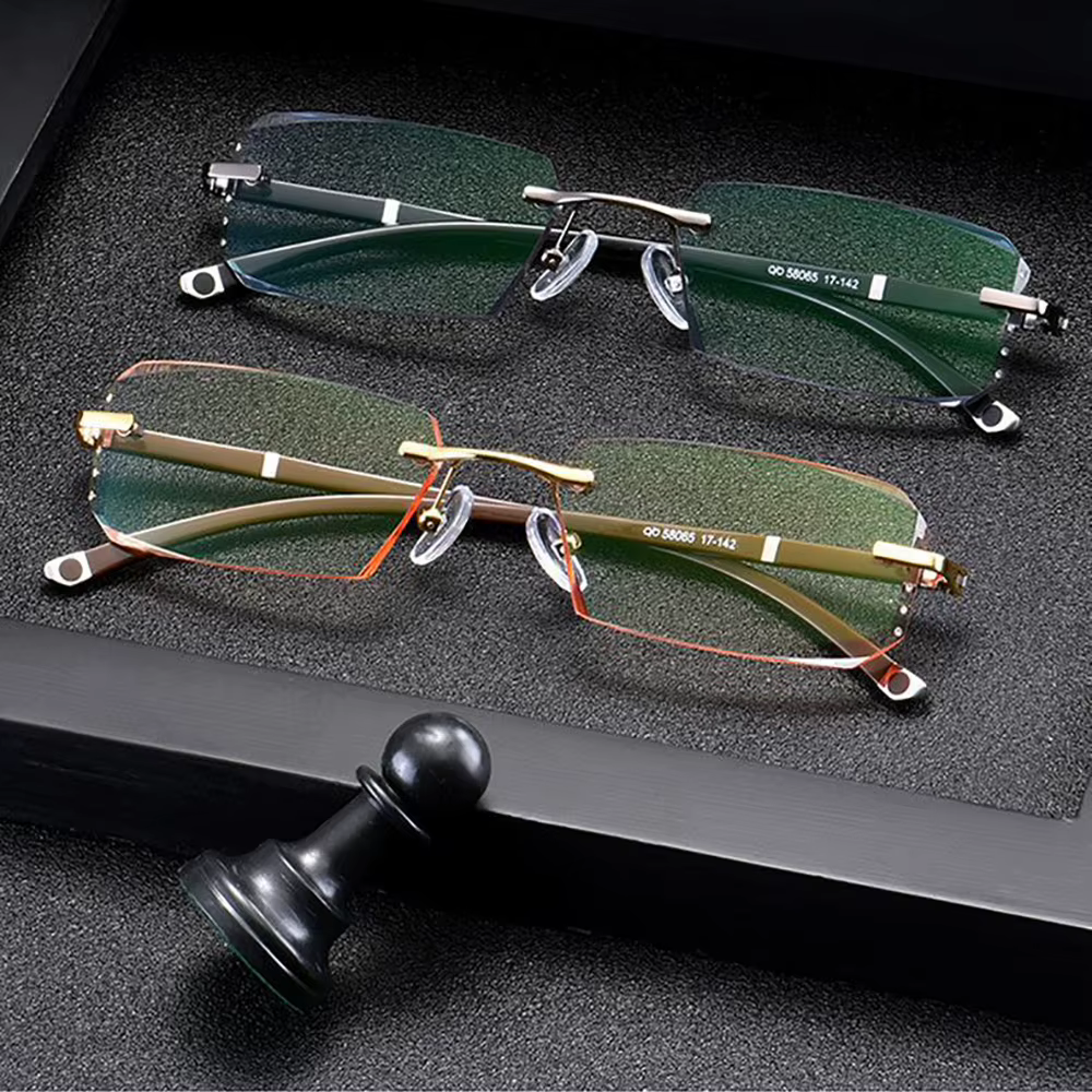 Lunettes de presbytie anti-bleu sans cadre pour hommes, lunettes à bords coupés, lunettes claires, anti-fatigue, HD, presbytie, nouveau